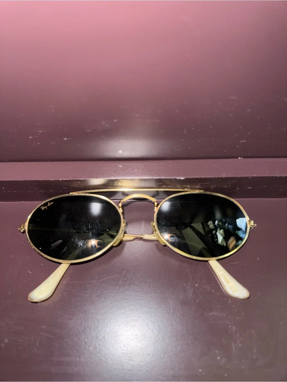 Ray-Ban Men’s Gold Frame Sunglasses with Black Lenses